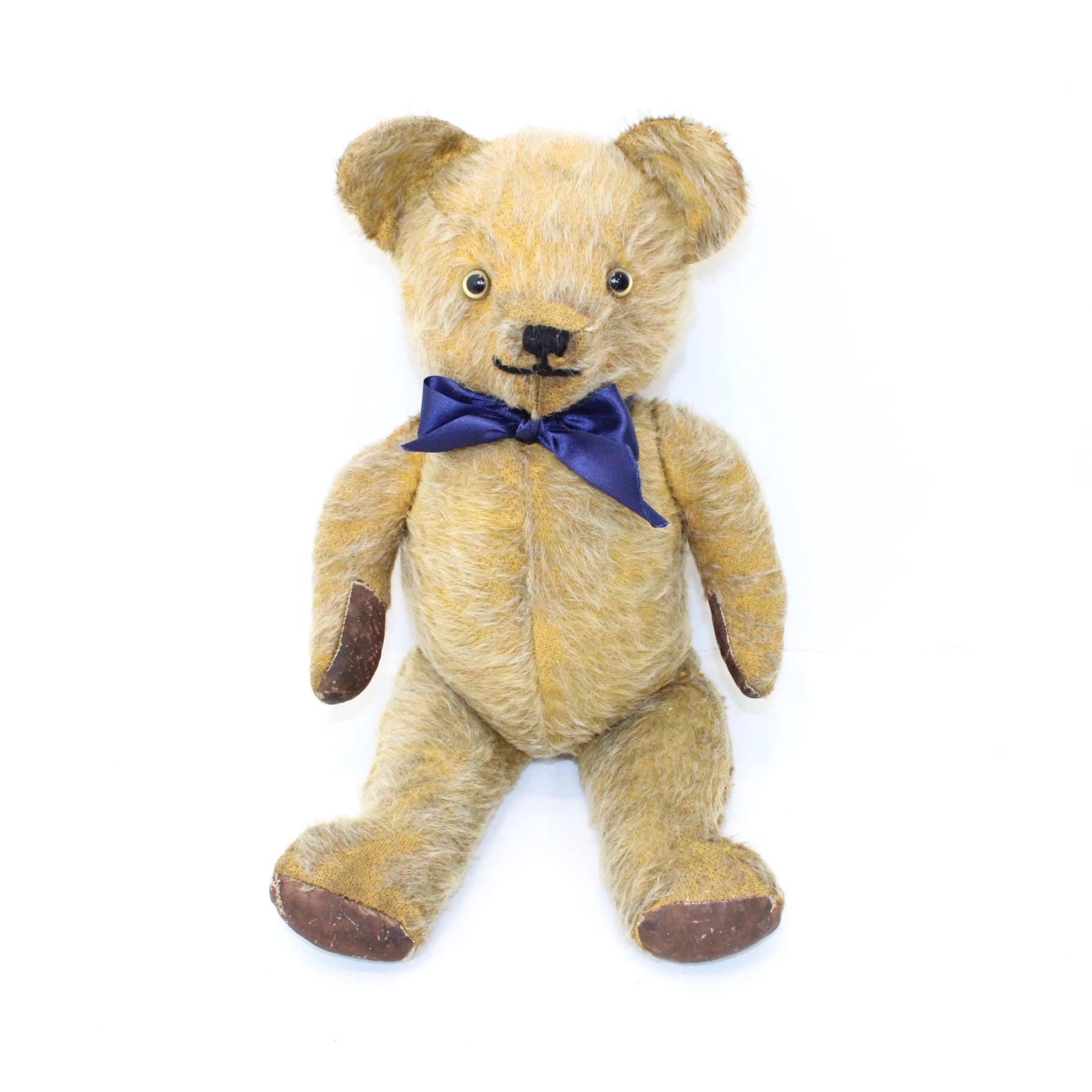 ANCIEN OURS en PELUCHE BICOLORE vers 1950/ 1960, Usé mais très mignon