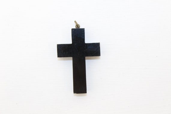 Antique Victorian large Whitby jet cross pendant … - image 8