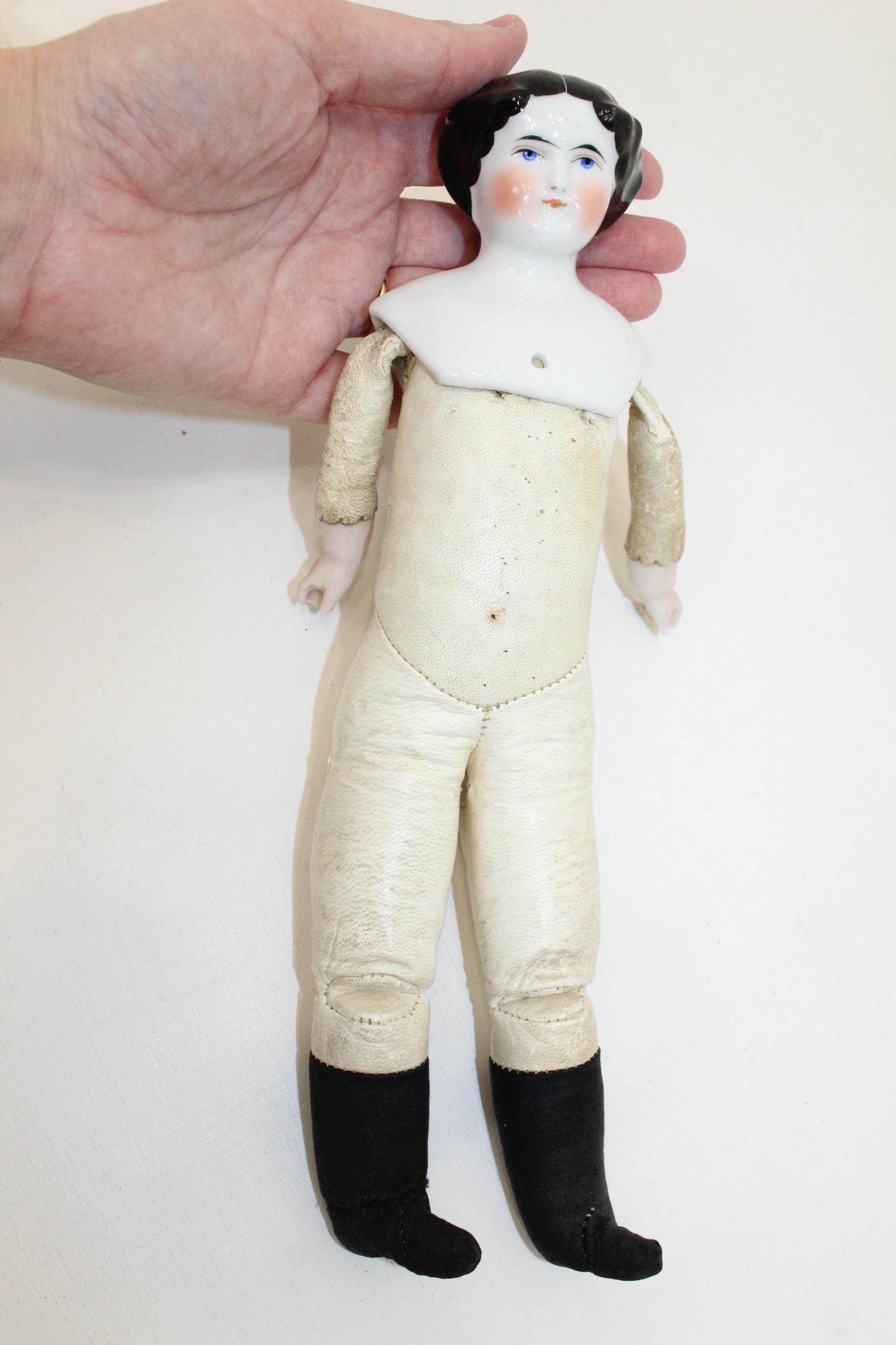 Antique Victorian Flat Top Porcelain China Head Doll German Circa