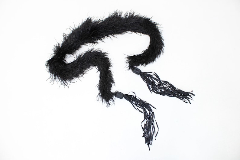 Vintage 1920s Art Deco Black Ostrich Feather Boa Scarf Collar Large vintage-1920s-art-deco-black-ostrich-feather-boa-scarf-collar-large