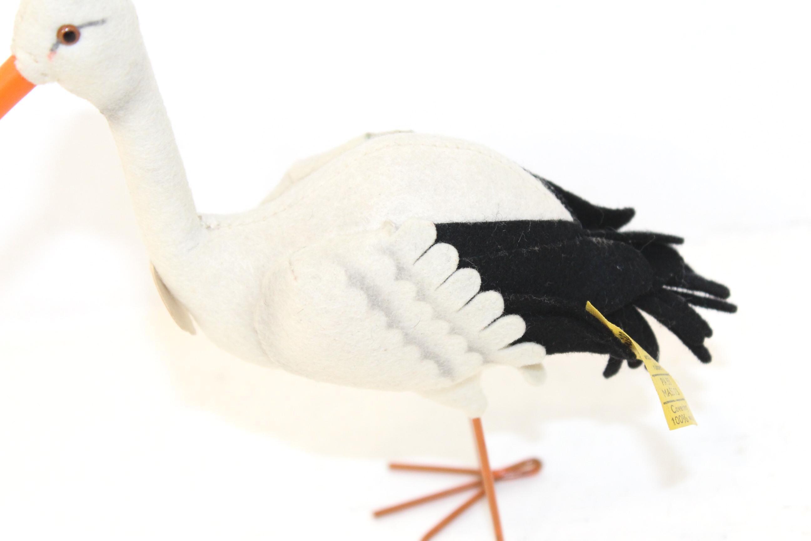 1960年代のヴィンテージ、シュタイフのコウノトリ、アデバーウール