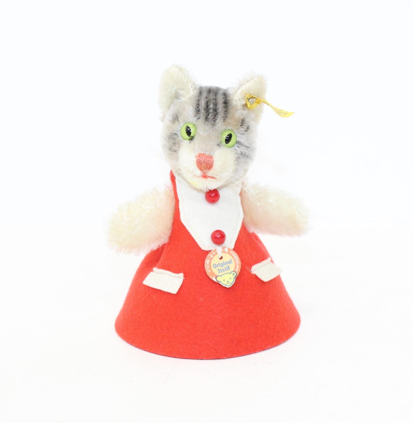 Vintage Steiff Cat Nightcap Candy Prize Cover Mohair Tabby Cat