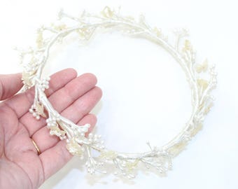 Vintage 1930s wax flowers wedding tiara bridal headdress crown wreath