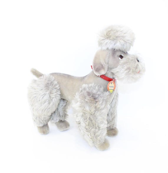ヴィンテージ 1960 年代 大型 シュタイフ スノビー グレー プードル 犬