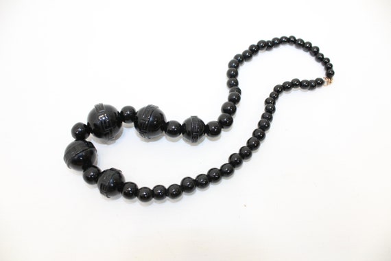 Antique Victorian Whitby Jet necklace beads carve… - image 7