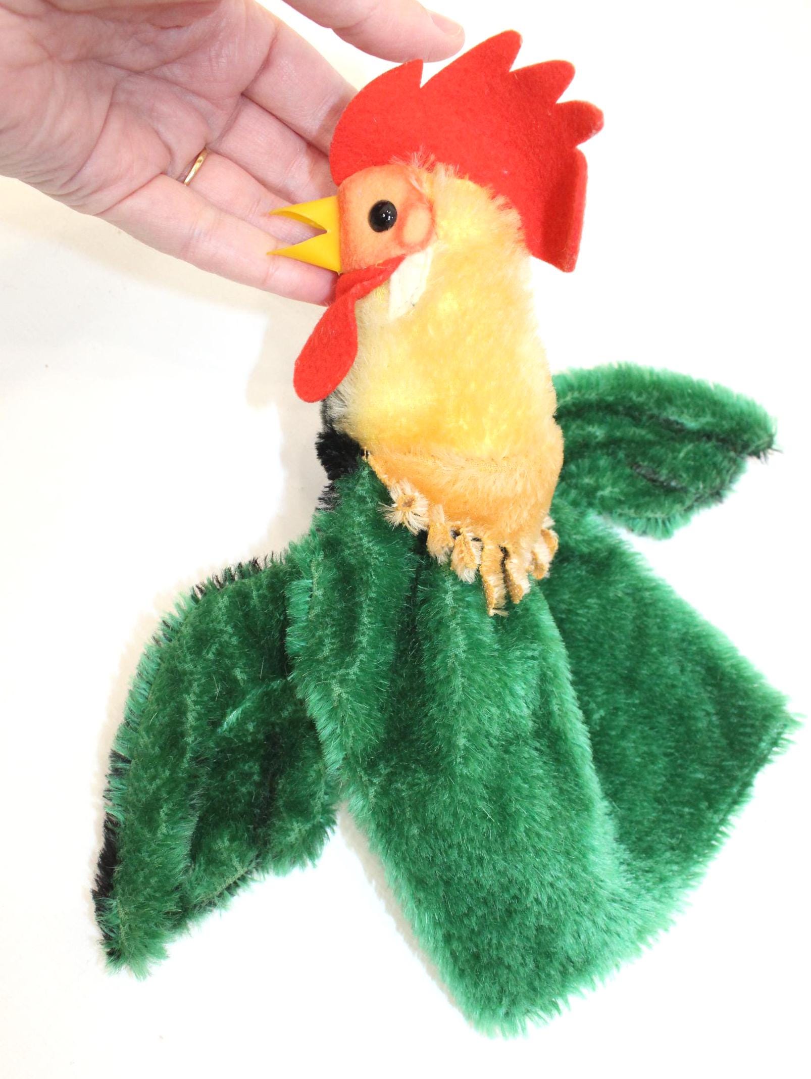 Vintage Steiff Rooster Cockerel Hand Puppet Mohair Bird Chicken