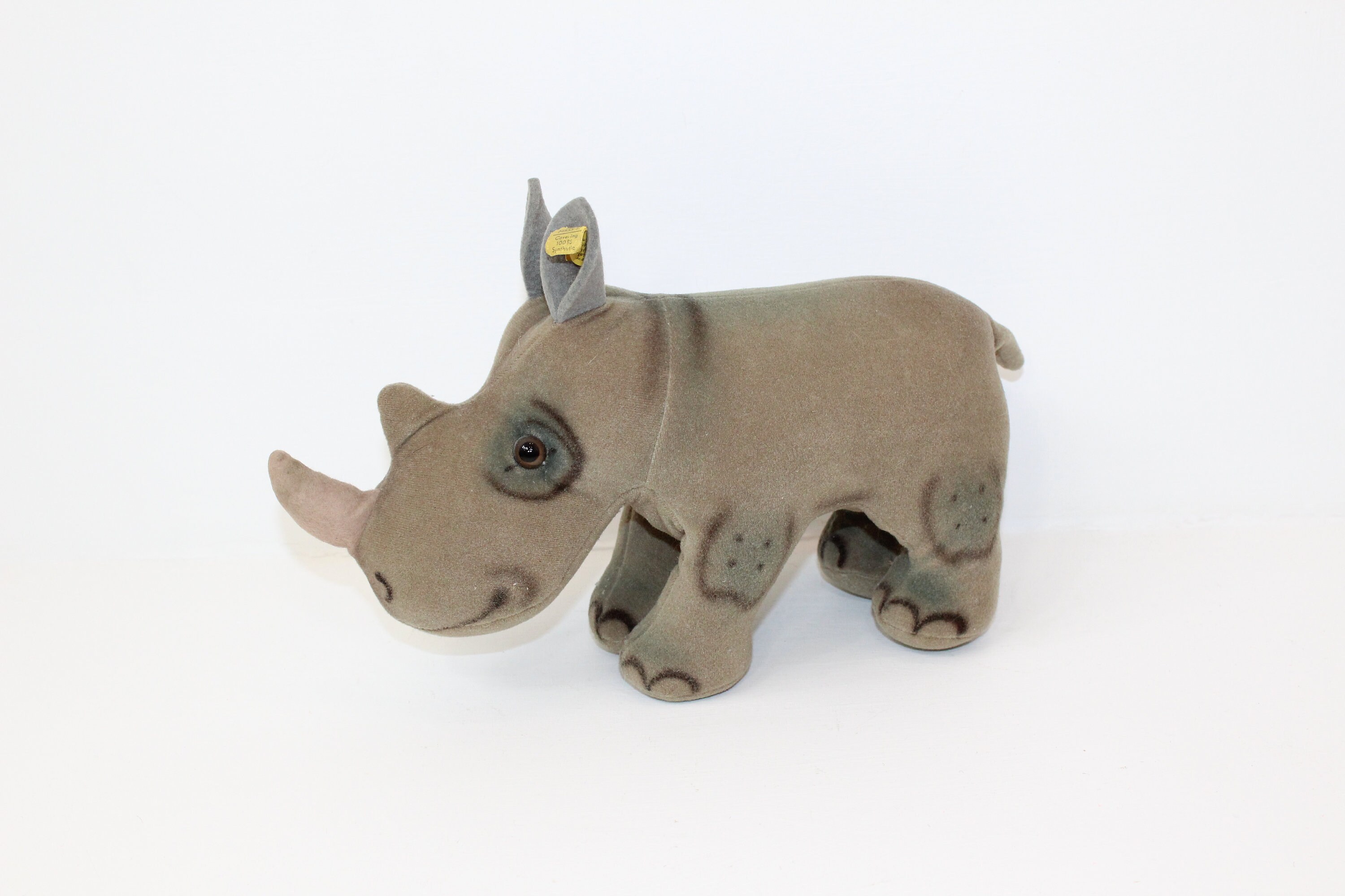 Vintage Large Steiff Rhino Rhinoceros Soft Toy Grey Felt