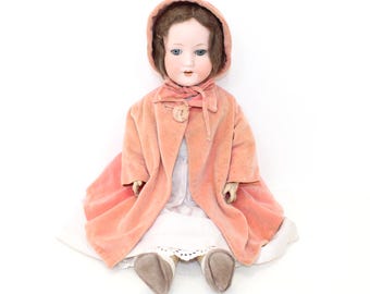 Antique Edwardian AM Armand Marseille doll German bisque head composition body in clothes