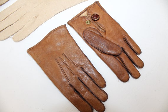 Vintage 1920s childs children's gloves real napa … - image 8