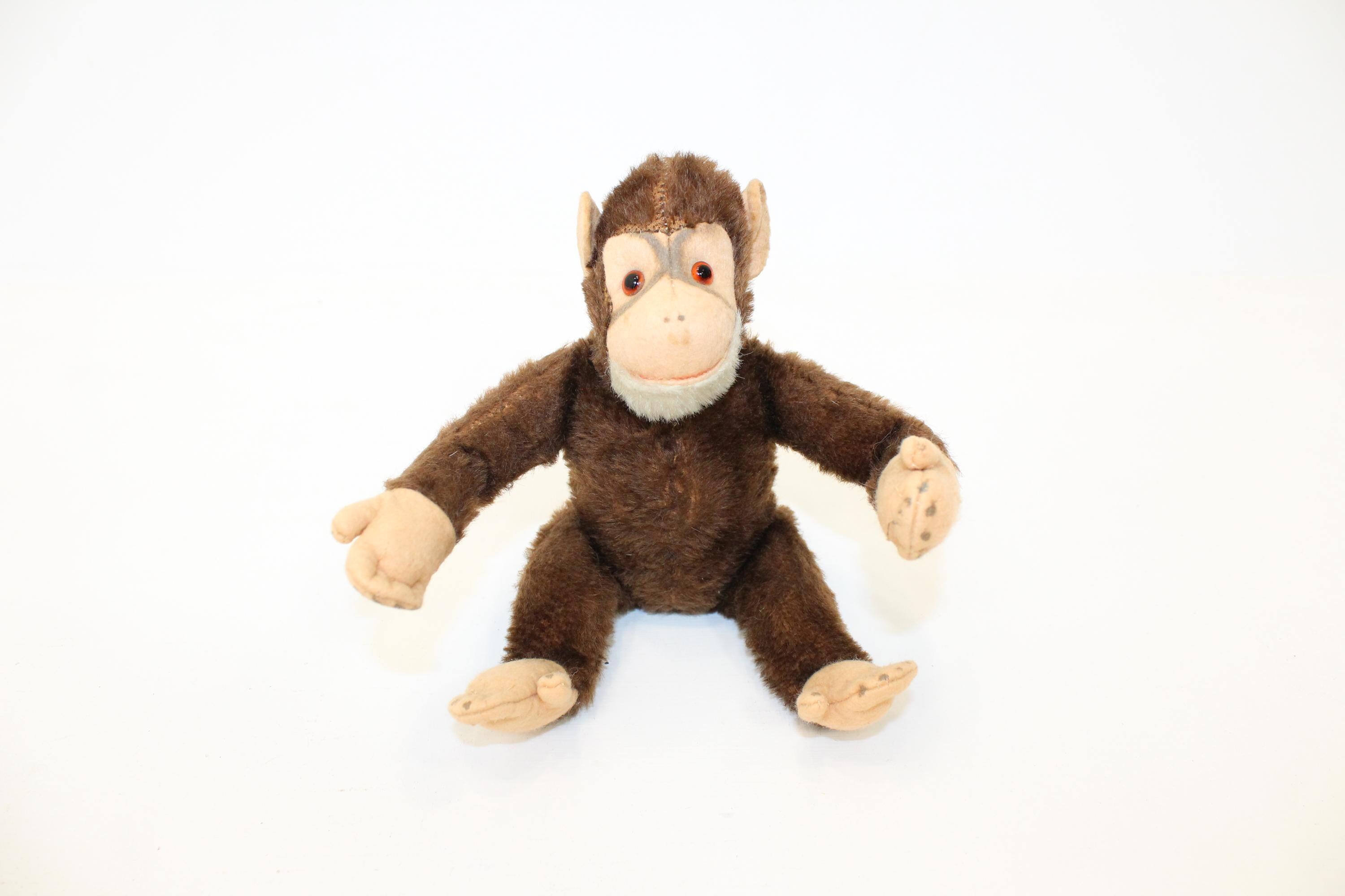 Vintage German Mohair Monkey Toy Jointed Soft Toy Chimpanzee With