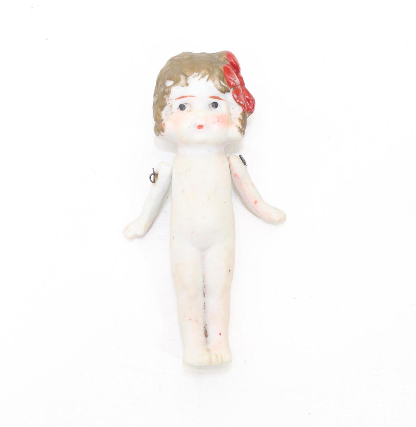 Antique 1920s Doll Bisque Porcelain Kewpie Style Hand Painted