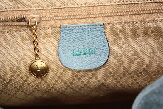 vintage gucci ソルト&ペッパー madeinitaly ウズラ Vintage Gucci Bamboo Backpack Blue Sued Leather Authentic Designer