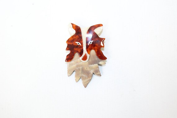 Vintage Lea Stein collie dog head pin brooch anima
