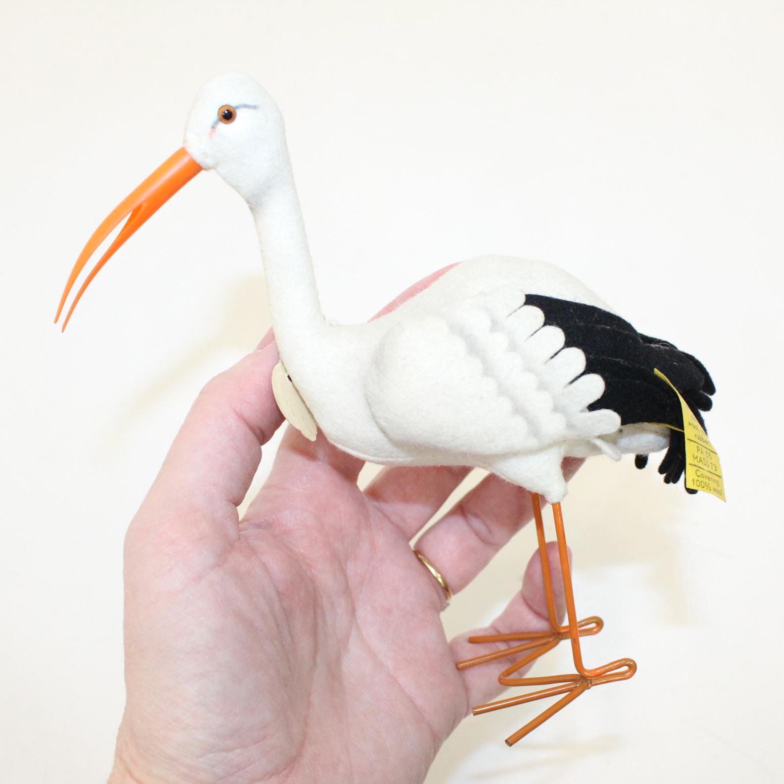 オールドシュタイフ　コウノトリ　アデバー 1960年代のヴィンテージ、シュタイフのコウノトリ、アデバーウール
