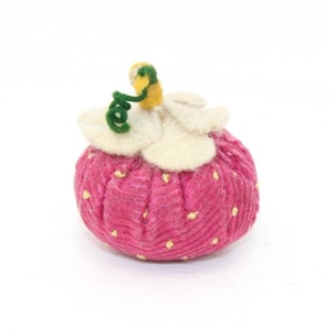 Antique Victorian Strawberry Raspberry Miniature Pin Cushion Emery Sewing Accessory
