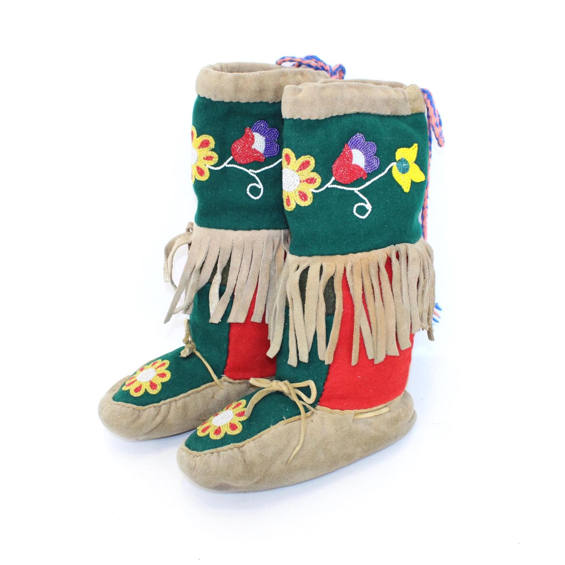 Vintage Mukluks Canadian Native American Indian High Top Moccasins