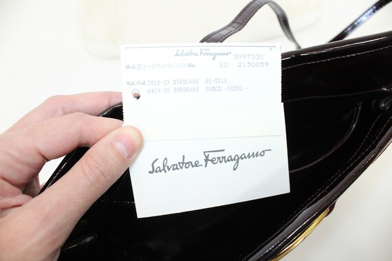 Vintage 1980s Salvatore Ferragamo burgundy patent… - image 9