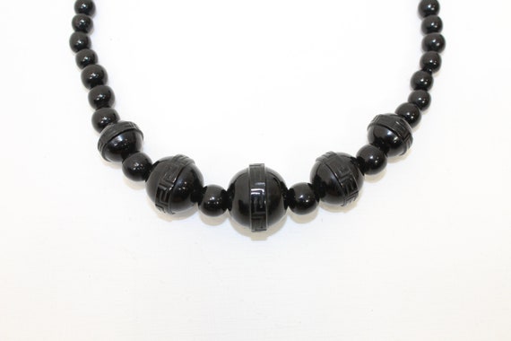 Antique Victorian Whitby Jet necklace beads carve… - image 2
