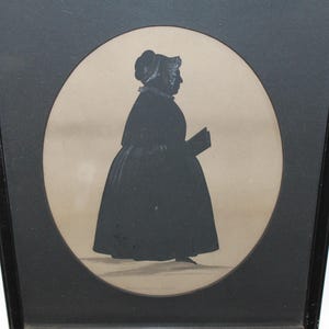 Antique Georgian Silhouette Lady Portrait Cut Paper Watercolour Circa 1820s