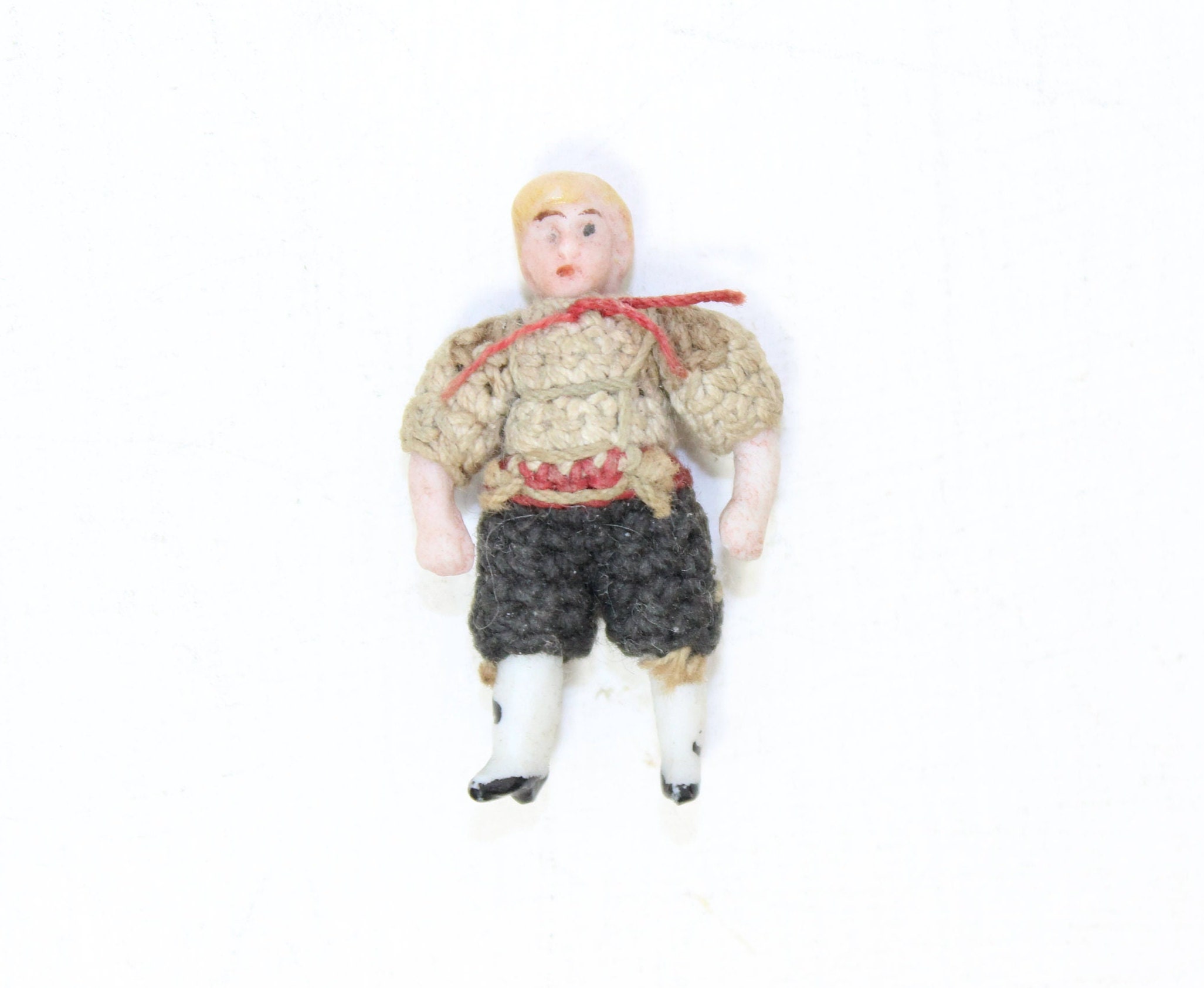 Antique German Carl Horn Miniature Hertwig Bisque Boy Doll Jointed