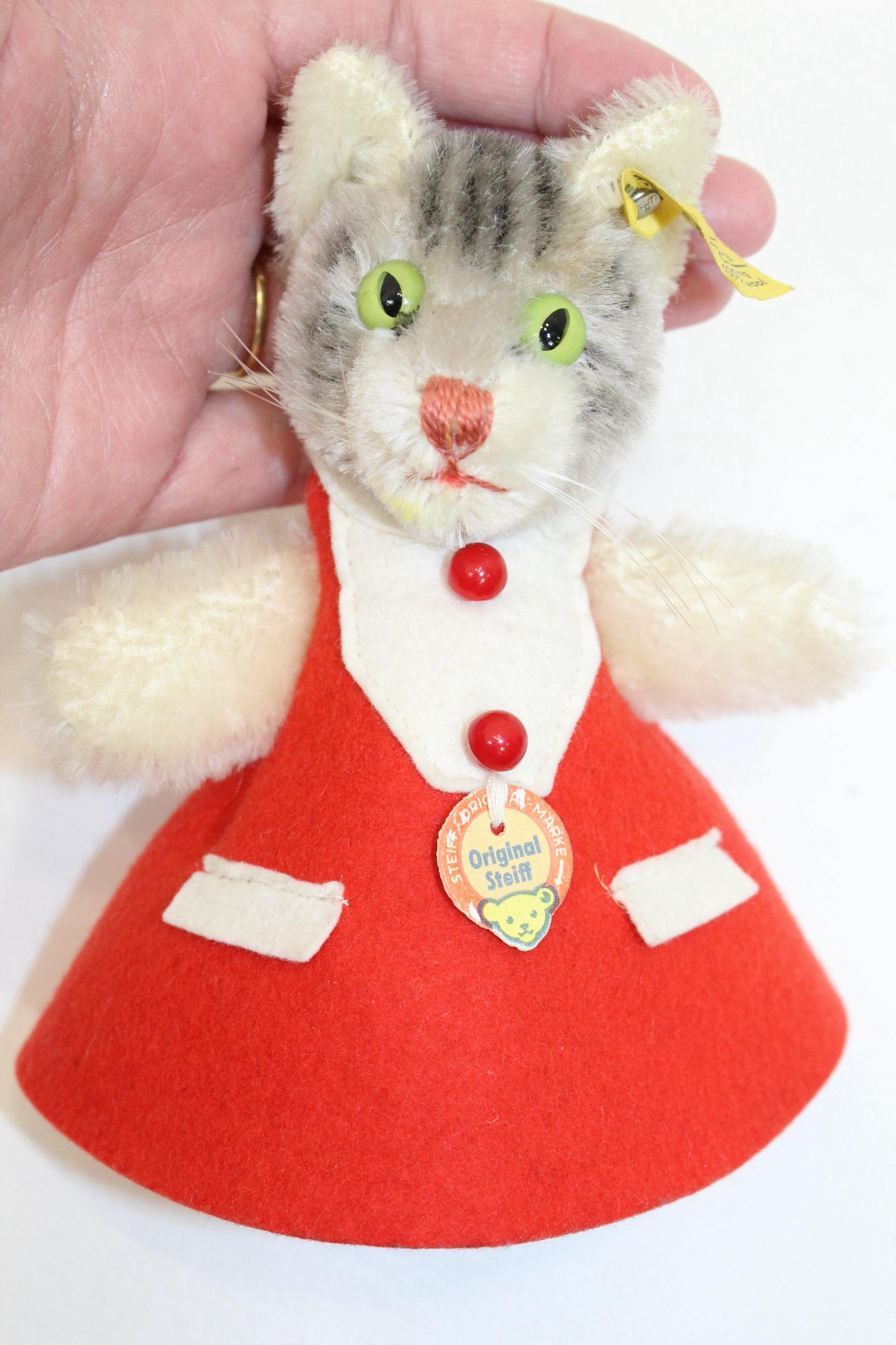 Vintage Steiff Cat Nightcap Candy Prize Cover Mohair Tabby Cat