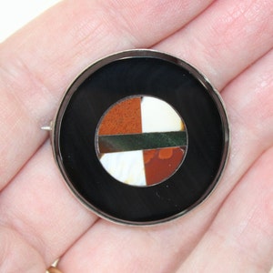 Antique Victorian Scottish agate brooch pin sterling silver mount