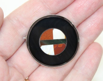 Broche victorienne ancienne en agate écossaise, monture en argent sterling