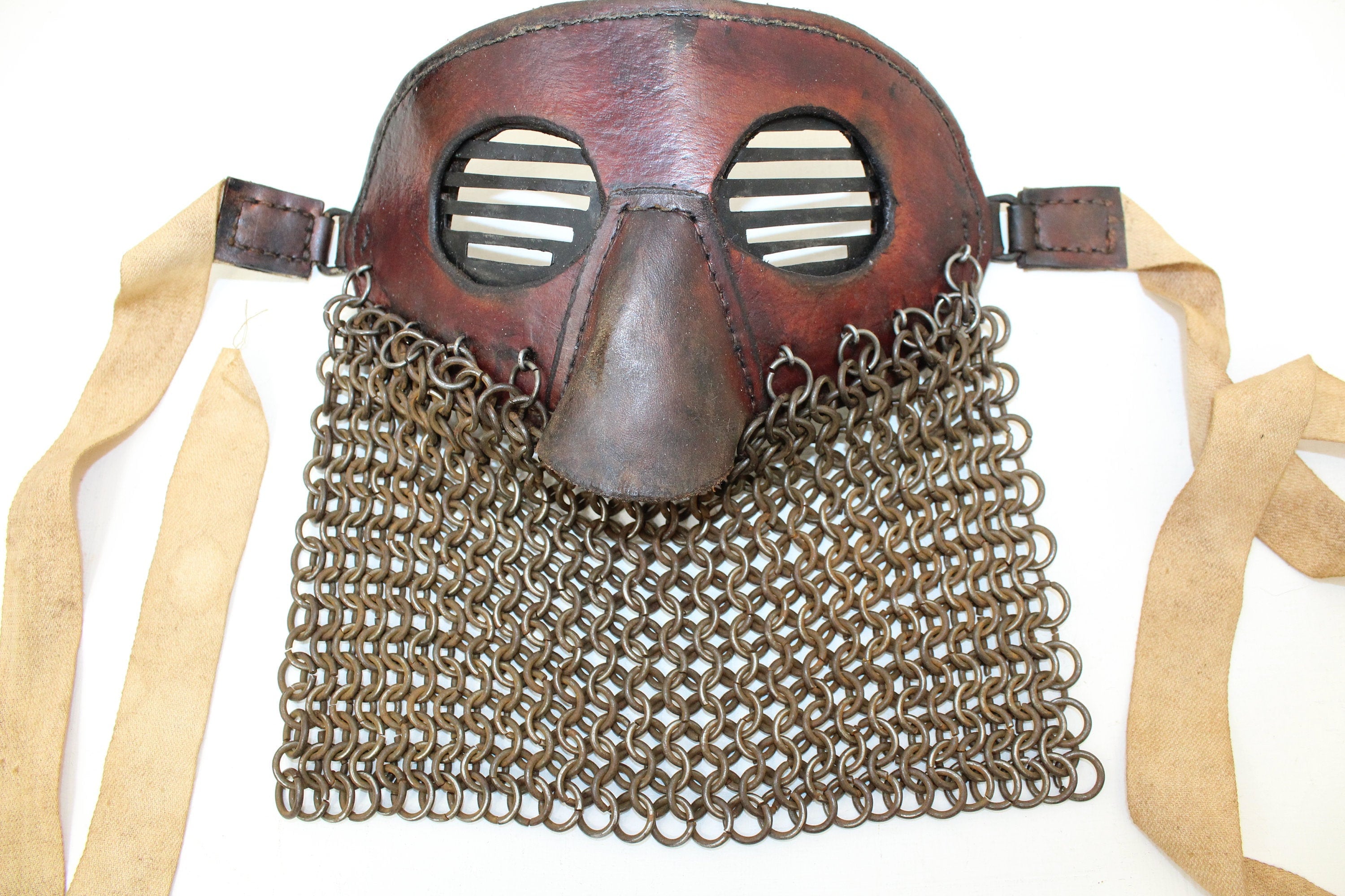 Rare WW1 tank crew splatter mask chainmail and leather