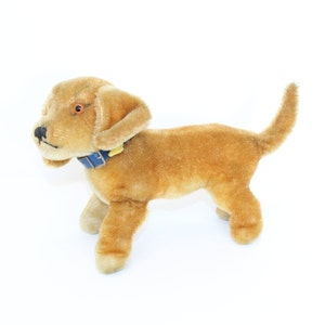 Vintage Steiff Dachshund dog puppy Bazi mohair soft toy collectable with button