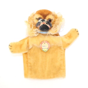 Vintage Steiff dog pekinese hand puppet Peky mohair soft toy Teddy bear friend