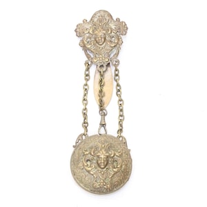 Antique Victorian pocket watch chatelaine case belt clip 19th century