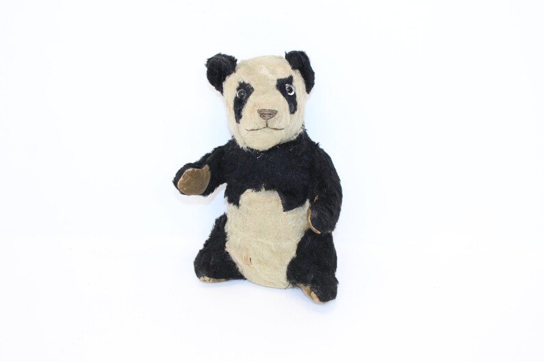 Peluche panda en mohair défraîchie vintage des années 1930 ours en peluche peut-être tôt Merrythought image 9