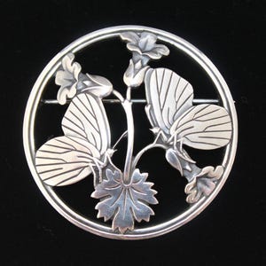 Vintage Georg Jensen Sterling Silber Schmetterling Brosche von Arno Malinowski Jugendstil Pin 283