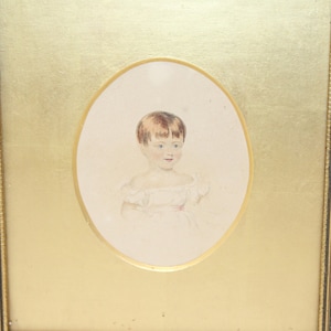 Antique Georgian watercolour portrait painting child Henry Wardell 1830