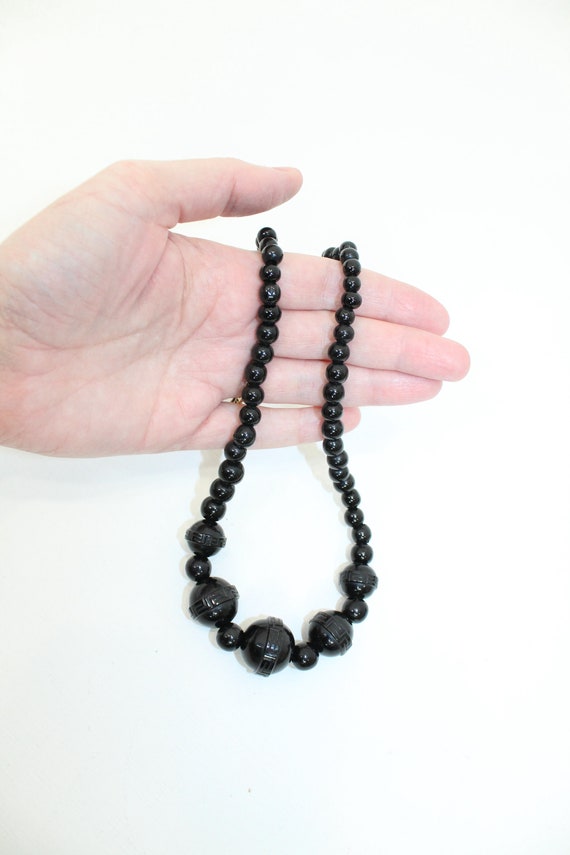 Antique Victorian Whitby Jet necklace beads carve… - image 9