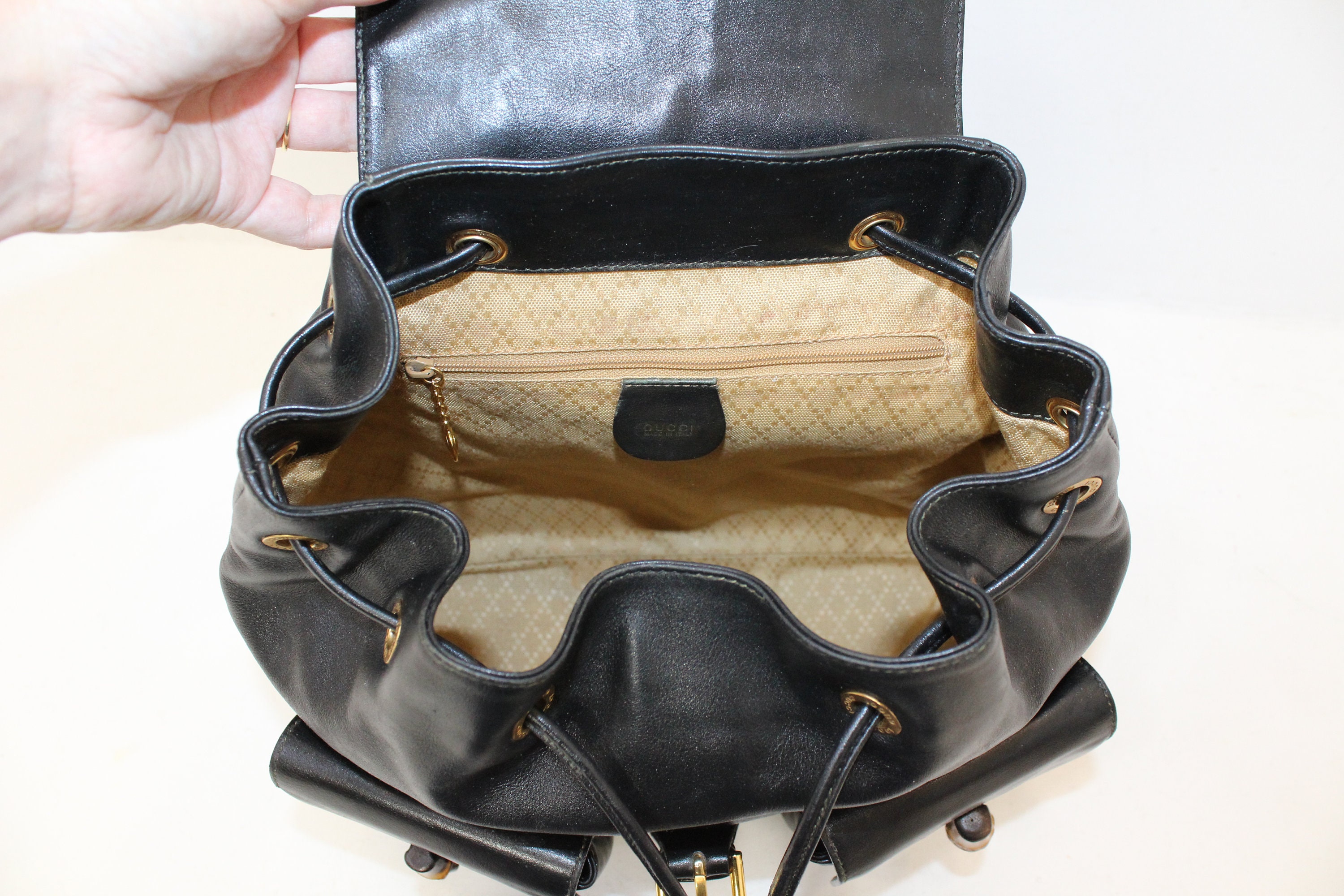 Vintage bamboo backpack Gucci Black in Suede - 35912994