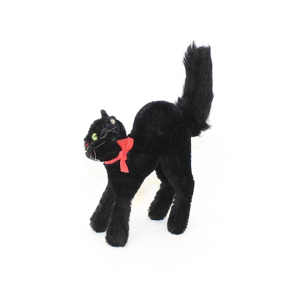 Vintage 1950s Steiff Scaredy Black Tom Cat Halloween Angry Kitten