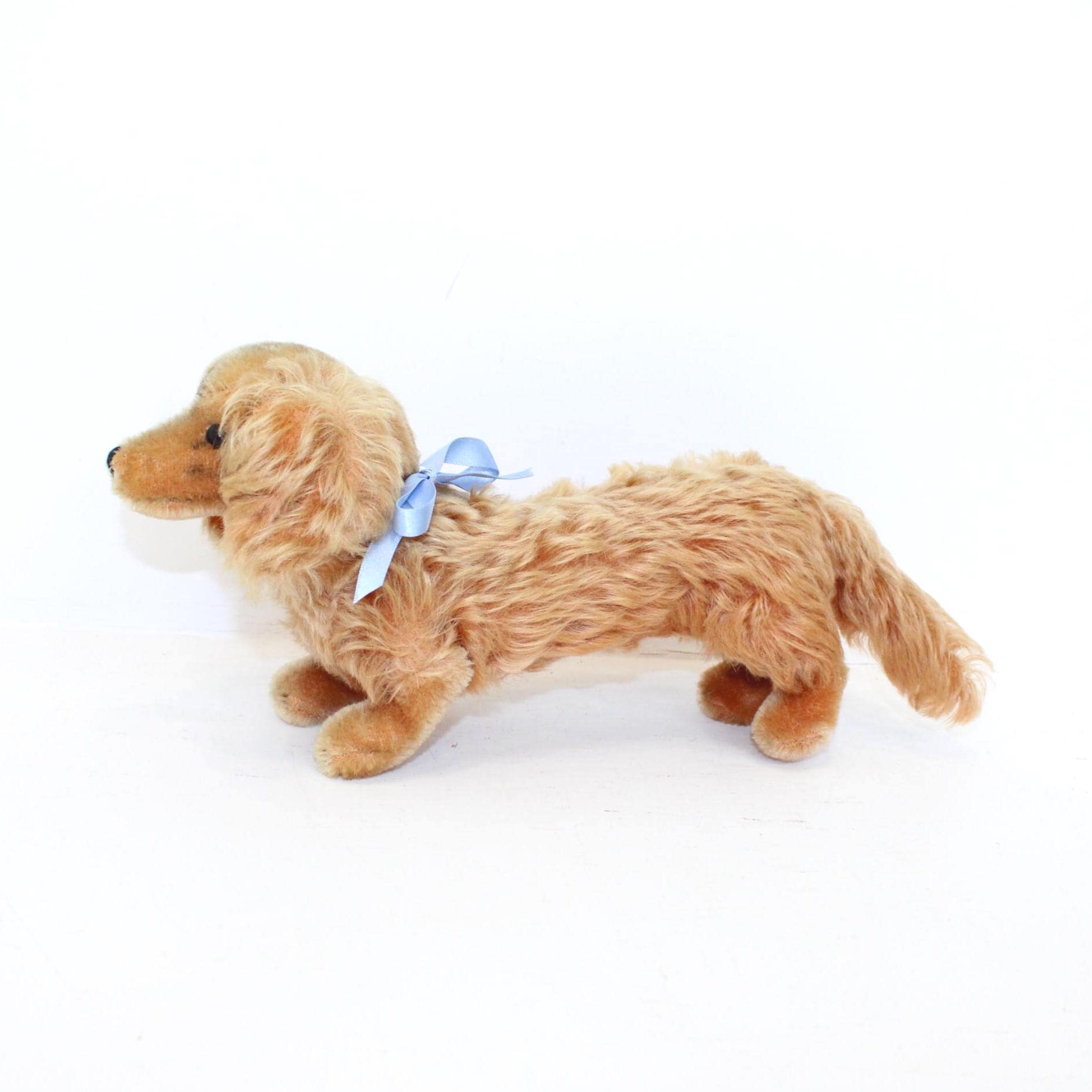 Peluche Ancienne Chien - Vintage Jouet En Tissu - Habit Rouge 26x22 Cm