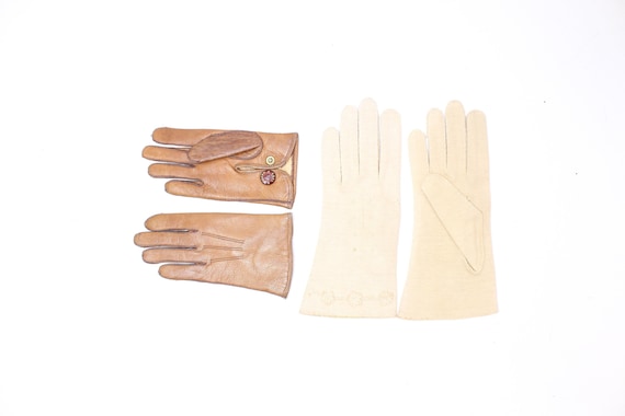 Vintage 1920s childs children's gloves real napa … - image 1