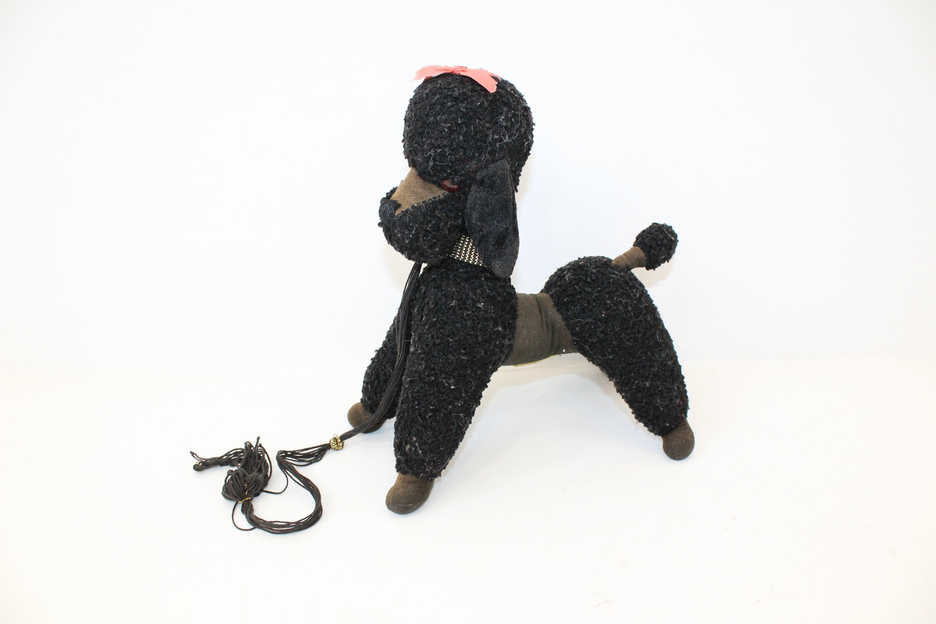 Vintage 1950s Merrythought black poodle dog soft toy with lead Etsy
