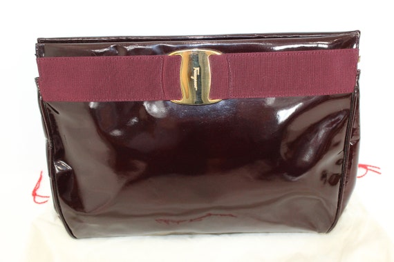 Vintage 1980s Salvatore Ferragamo burgundy patent… - image 6