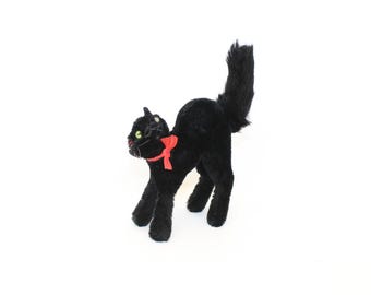 Vintage 1950s Steiff Scaredy Black Tom Cat Halloween Angry Kitten
