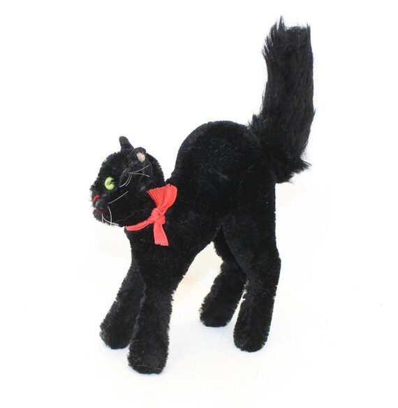 Vintage 1950s Steiff Scaredy Black Tom Cat Halloween Angry Kitten