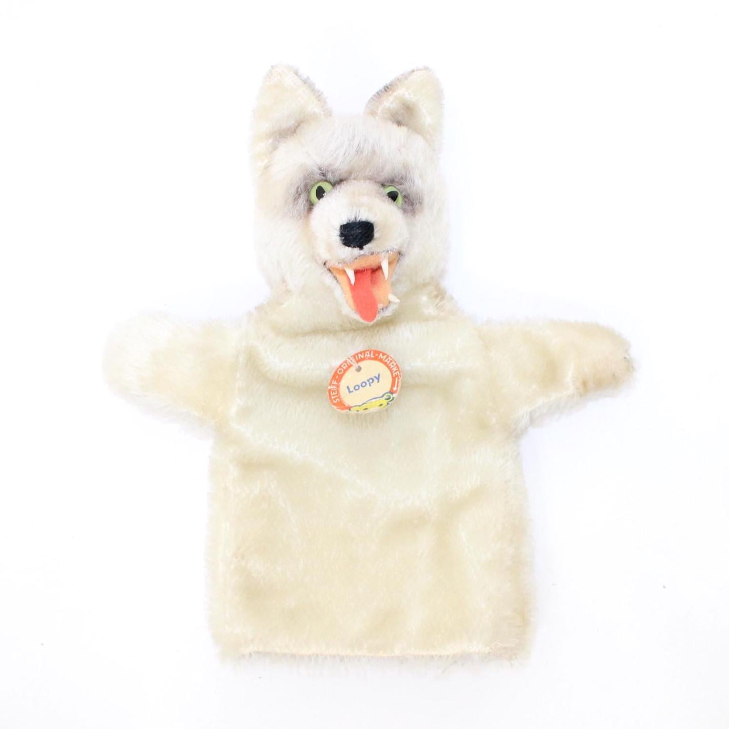 Vintage Steiff Mohair Wolf Hand Puppet 1960s Loopy Plush Soft Toy