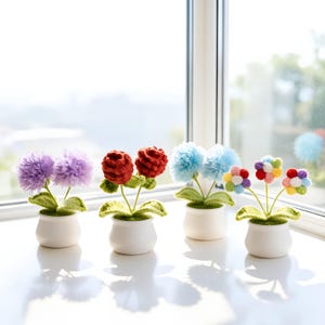 Handgemachte gehäkelte Topfblumen, Forever Bloom Mini-Pflanze, niedliches Schreibtisch-Dekor, einzigartiges Geschenk für sie, Pflanzen-Liebhaber-Geschenk
