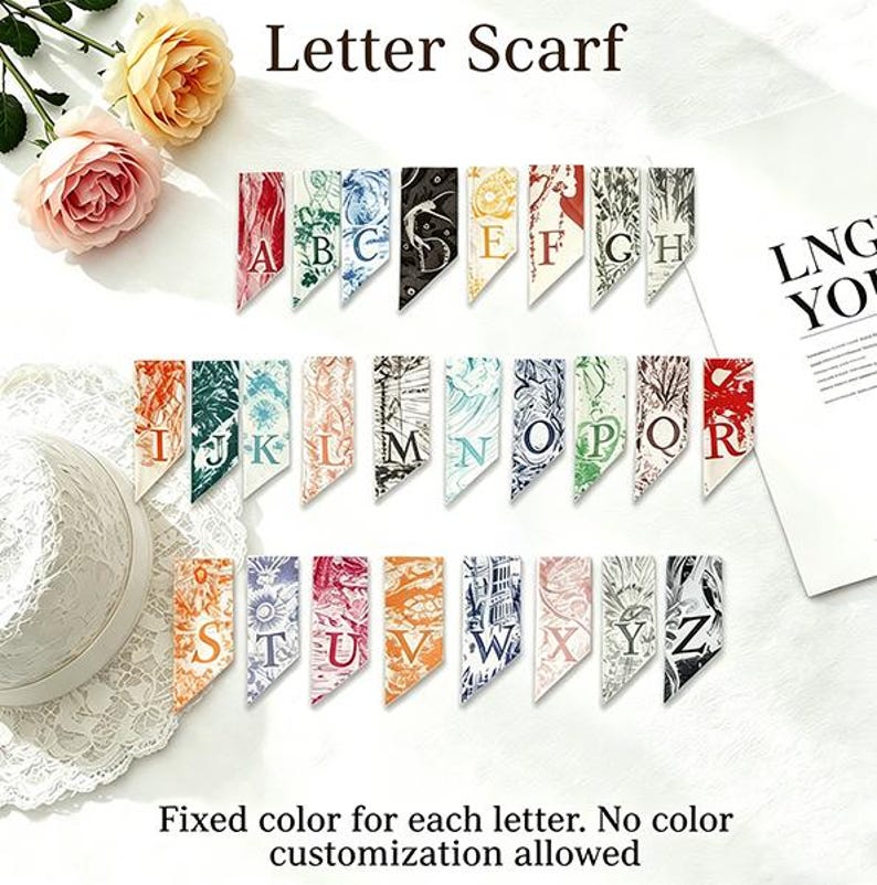 Personalized Alphabet Skinny Scarf – Custom Letter A to Z Patterned ...