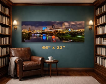Downtown Des Moines Panorama Fine Art print, large canvas