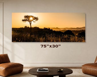 Glowing Grass Meadow and Pine Fine Art print, large canvas