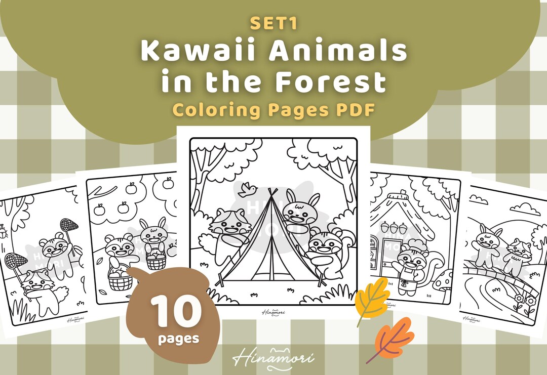 Kawaii Tiere im Wald – Ausmalbilder PDF Set 1 - Etsy.de