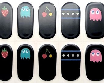 Semi-Cured Gel Wraps, UV Nail Wraps, Geeky, Tech, Retro Arcade design Game Over